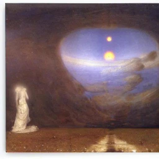 Prompt: Liminal space in outer space by Arnold Böcklin