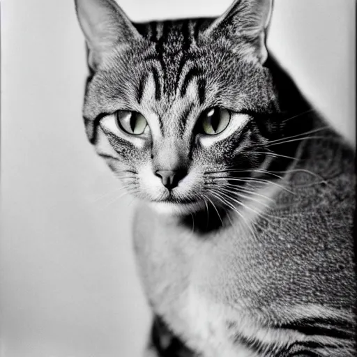 Image similar to A portrait of a tabby cat as a young man, by Cecil Beaton, silver gelatin print,