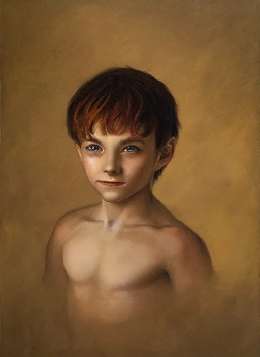 Image similar to lifelike oil painting portrait of peter pan by davinci