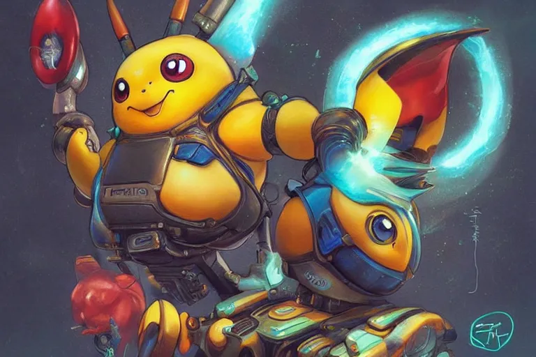 Image similar to lofi BioPunk Pokemon Pikachu portrait Pixar style by Tristan Eaton_Stanley Artgerm and Tom Bagshaw,