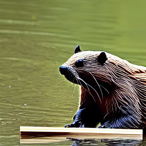 Prompt: beavers as construction builders that building empire state building from sticks