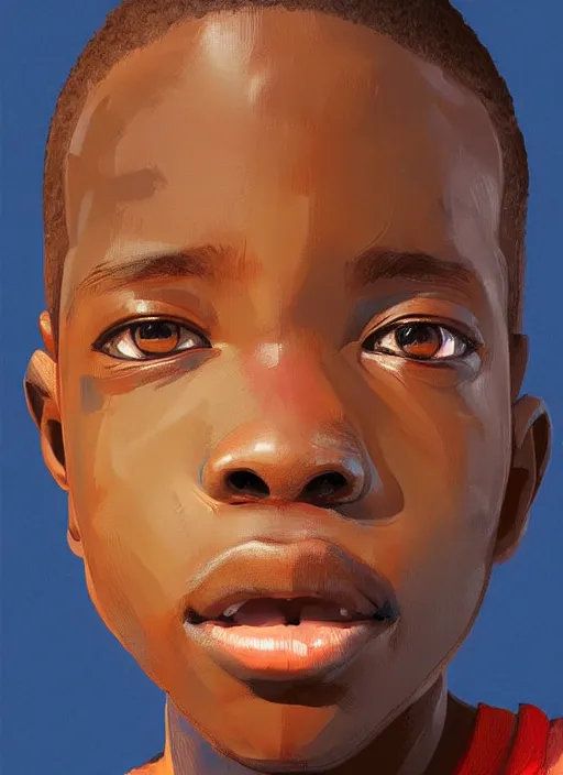 Prompt: colourful upper half portrait of an african boy with exaggerated facial features - art by aya takano & hsiao - ron cheng, highly detailed, caricature, digital painting, illustration, smooth, sharp focus, intricate, symmetry, pinterest, behance, artstation