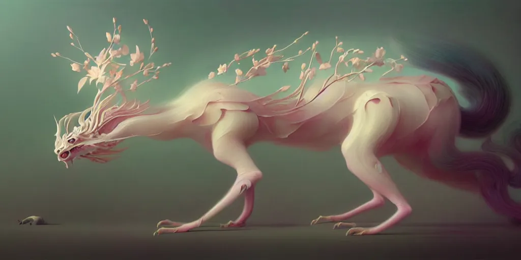 Prompt: breathtaking delicate detailed concept art painting creature, by hsiao - ron cheng, bizarre compositions, exquisite detail, pastel colors, 8 k