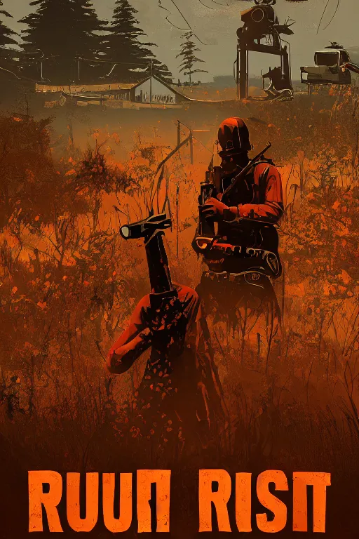 Prompt: Rust game poster