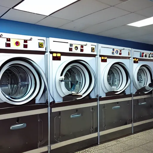 Prompt: vaporwave laundromat
