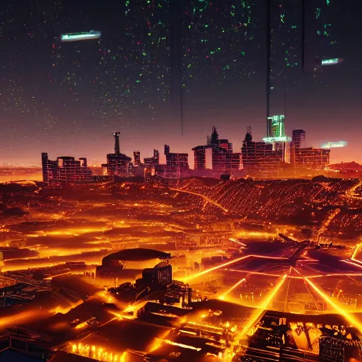 Image similar to christchurch city at night, cyberpunk 2 0 7 7, stars bright in the night sky,