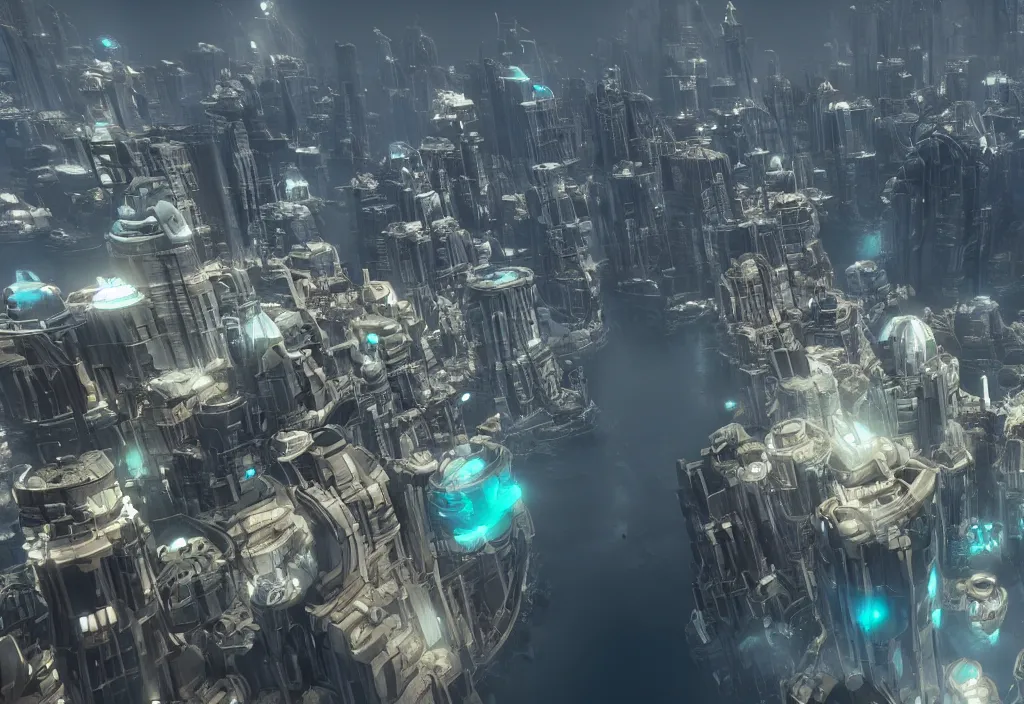 Prompt: a city made of holographic metal in a floating island in space, cinematic, unreal engine 5