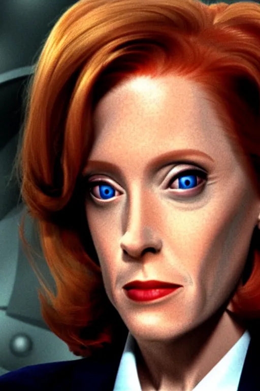 Prompt: dana scully transforming into an alien