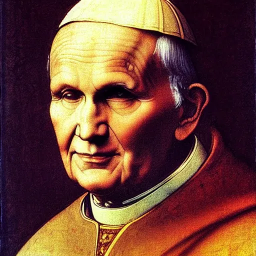 Prompt: Pope John Paul II by Leonardo Da Vinci