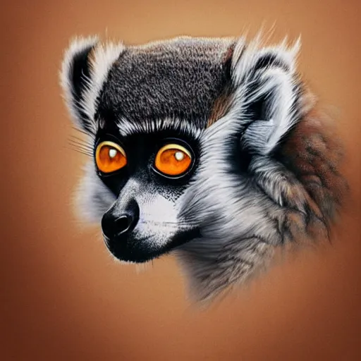 Image similar to Geometric lemur, sun in the background, intricate, elegant, highly detailed, digital painting, artstation, concept art, smooth, sharp focus, illustration, art by artgerm