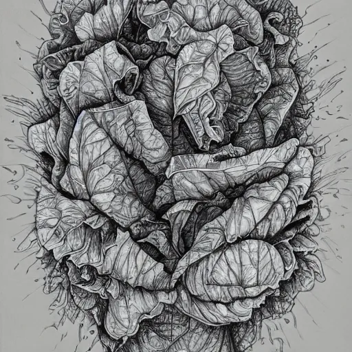 Image similar to a lettuce that is praying, an ultrafine detailed painting by james jean, behance contest winner, vanitas, angular, altermodern