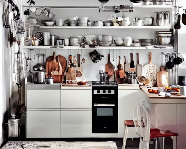 Image similar to IKEA catalogue photo of a cyberpunk farmhouse kitchen, by Alex Grey