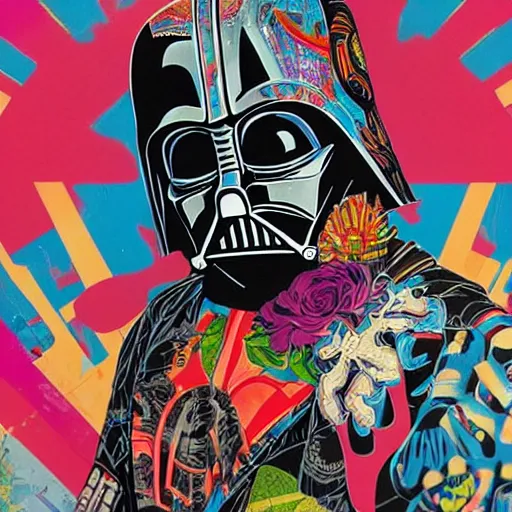 Image similar to Tristan Eaton, maximalism, darth vader