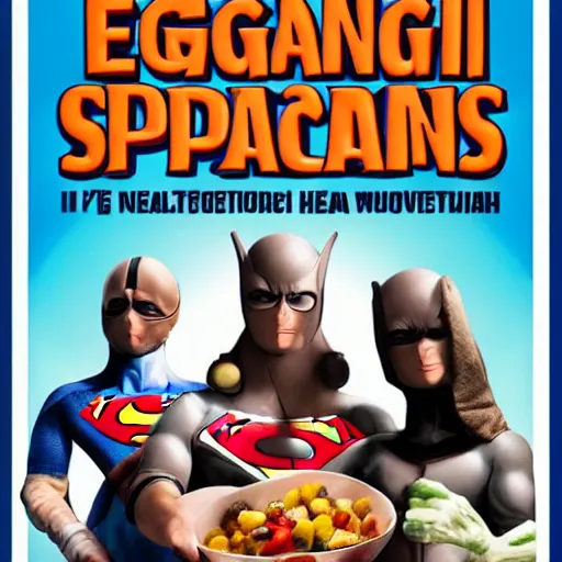 Prompt: eggplanticus sporadicus the new health conscious superhero, promotional movie poster,