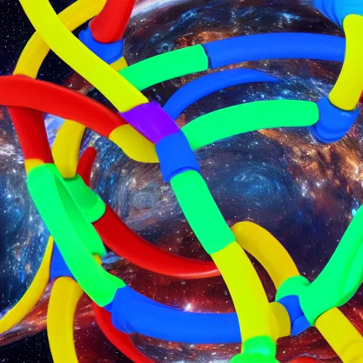 Image similar to planet made out of interconnected colorful rubber bands, nasa photo, portrait, intricate, 8 k highly professionally detailed, hdr, cgsociety