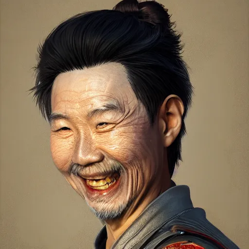 Prompt: portrait painting of a 6 0 year old kind smile handsome chinese taoist priest, like liangchao wei, silver ponytail hair, amiable by wenjun lin, irakli nadar, bright colors, octopath traveler, wenjun lin, unreal engine 5 highly rendered, global illumination, radiant light, detailed and intricate environment