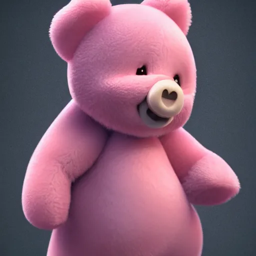 Image similar to hyperrealistic dslr film still of a heart care bear, stunning 8 k octane comprehensive 3 d render, inspired by istvan sandorfi & greg rutkowski & unreal engine, perfect symmetry, dim volumetric cinematic lighting, extremely hyper - detailed, extremely lifelike attributes & texture, intricate, masterpiece, artstation, stunning