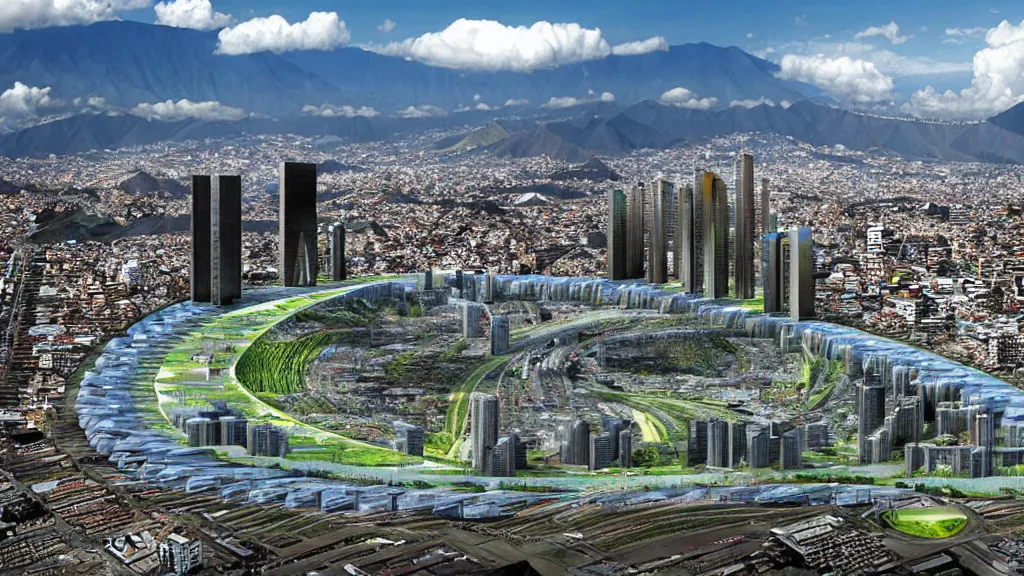 Prompt: Super-Nuclear, Ultra-Natural, Quito, Ecuador; by Oswaldo Moncayo and Vincent Callebaut; Art Direction by James Cameron;