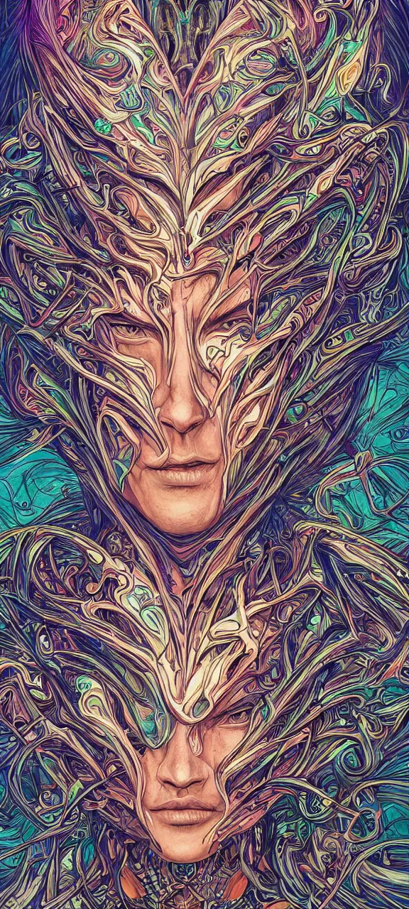 Image similar to android jones alex grey android jones alex grey mark cooper, artgerm artstation award winning photorealistic detailed hypervivid intense fantasy concept art, hypervivid intense mcbess, the sea by dan mumford