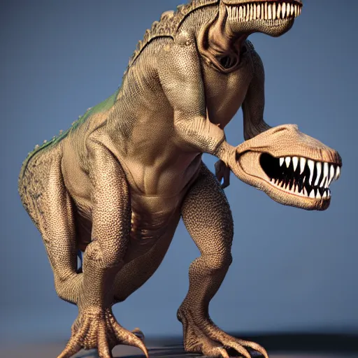 Image similar to a t-rex with alien mutation, octane render, 3D