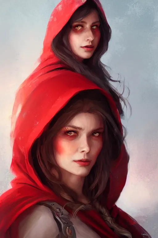 Image similar to goddess red riding hood, d & d, fantasy, portrait, highly detailed, headshot, digital painting, trending on artstation, concept art, sharp focus, illustration, art by artgerm and greg rutkowski and magali villeneuve