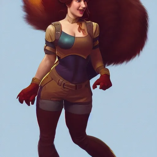 Prompt: milana vayntrub as squirrel girl, highly detailed, digital painting, artstation, concept art, sharp focus, illustration, cinematic lighting, art by artgerm and greg rutkowski and alphonse mucha