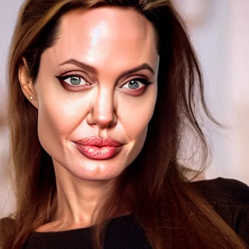 Image similar to angelina jolie face on an ( orange )