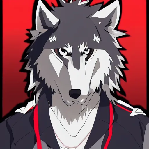 Image similar to key anime visual portrait of an anthropomorphic anthro wolf fursona, in a jacket, with handsome eyes, official modern anime art