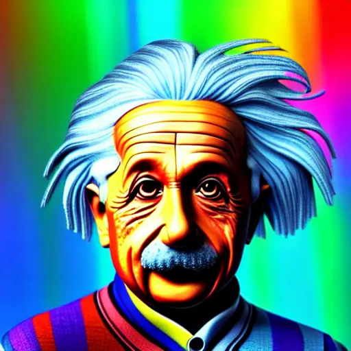 Prompt: albert einstein, vivid colors, highly detailed, digital art, 8 k, 3 d rendered in octane, blender, realistic, detailed lighting, detailed shadows, sharp, no blur, edited, corrected, trending on artstation, digital art