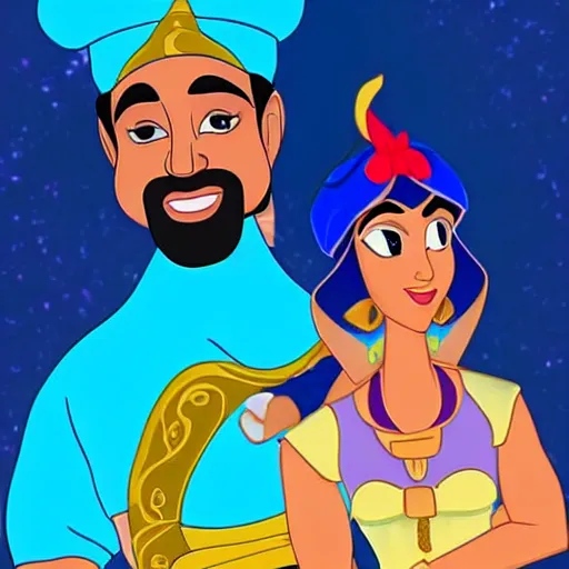 Image similar to aladdin genie with kanye west face