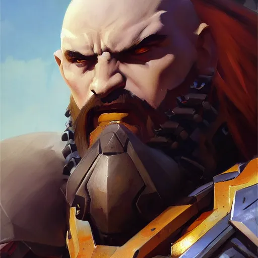 Prompt: greg manchess portrait painting of armored mega kratos as overwatch character, medium shot, asymmetrical, profile picture, organic painting, sunny day, matte painting, bold shapes, hard edges, street art, trending on artstation, by huang guangjian and gil elvgren and sachin teng