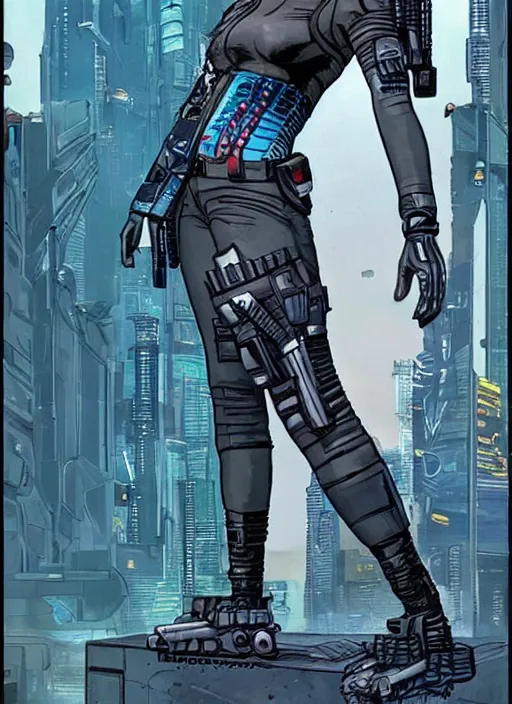 Image similar to selina igwe. apex legends cyberpunk spy stealth suit. concept art by james gurney and mœbius. gorgeous face.