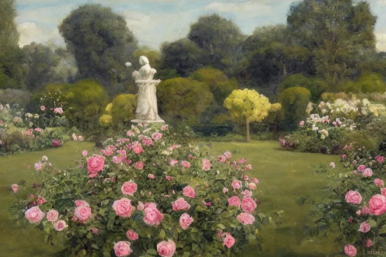 Prompt: rose garden in the morning sun, award winning by henrietta rae! and raphael