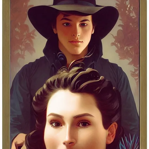 Prompt: a vintage portrait painting of a fantasy gentleman gunslinger, art by tristan eaton and artgerm and william - adolphe bouguereau