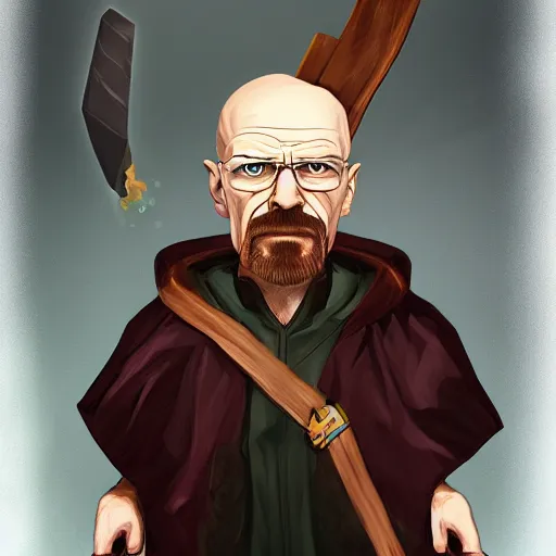 Image similar to walter white as a wizard from dungeons and dragons, digital art, portrait, trending on artstation