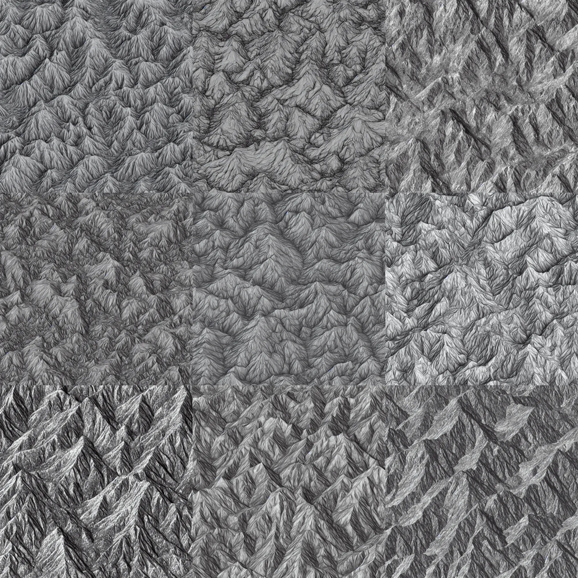 Prompt: mountains texture on a fantasy map seamless texture monochrome heightmap