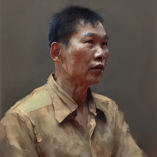 Prompt: vietnamese male portrait by ruan jia