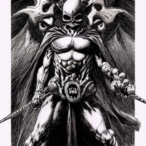 Image similar to Now I am become death, the destroyer of worlds. by kentaro miura, by kim jung gi