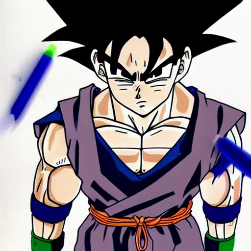 Um desenho de um goku de dragon ball generative ai