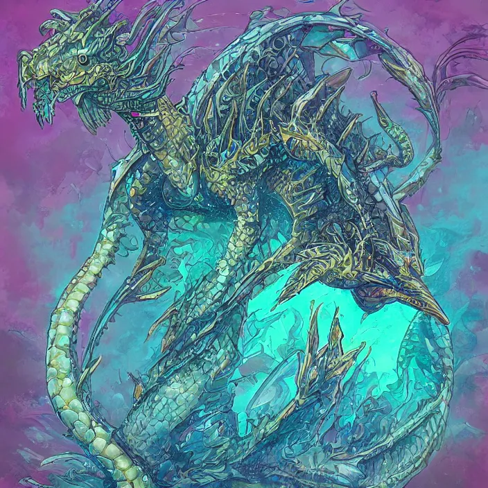 Image similar to underwater sea dragon full body, d & d style, trending on artstation, colorful, intricate, highly detailed