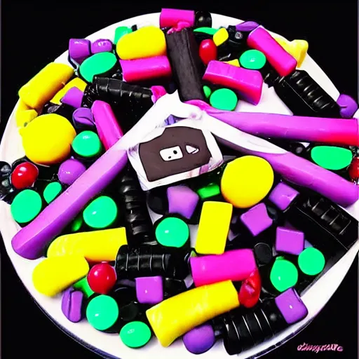 Prompt: liquorice james herbert bond 0 0 7 allsorts