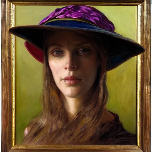 Image similar to portrait of a woman with a giant hat, by donato giancola and berthold woltze.