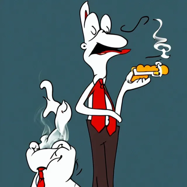 Prompt: still of max from sam and max smoking