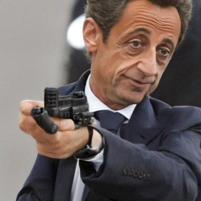 Image similar to picture of Nicolas Sarkozy with a glock, very very low quality security footage heavy grainy picture