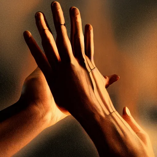 Image similar to The hands of god and death, vertical symmetry, extreme hand detail, photorealistic digital art, by Asher Duran and Greg Rutkowski, 8k, octane render