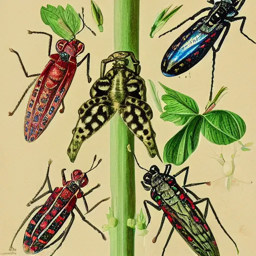 Prompt: wallpaper depicting six-spot burnet moths of different sizes over a soft green background, botanical drawing by Maria Sybilla Merian