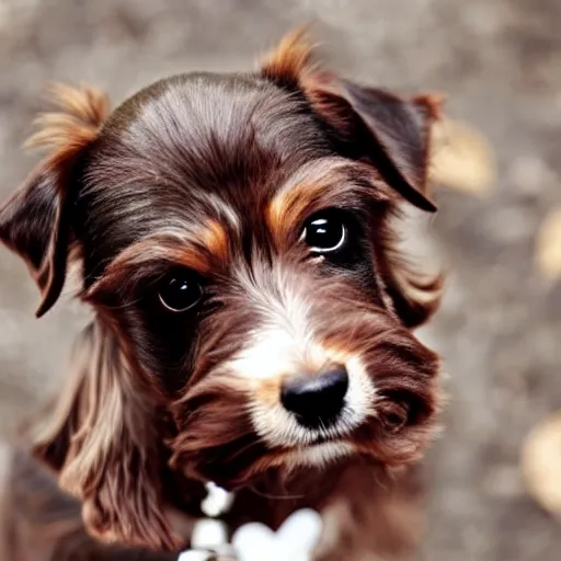 Image similar to a brown yorkshire dog in the shape of a heart