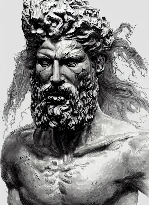 Prompt: close up concept art of an ancient greek character, by robert kirkman, by ayami kojima