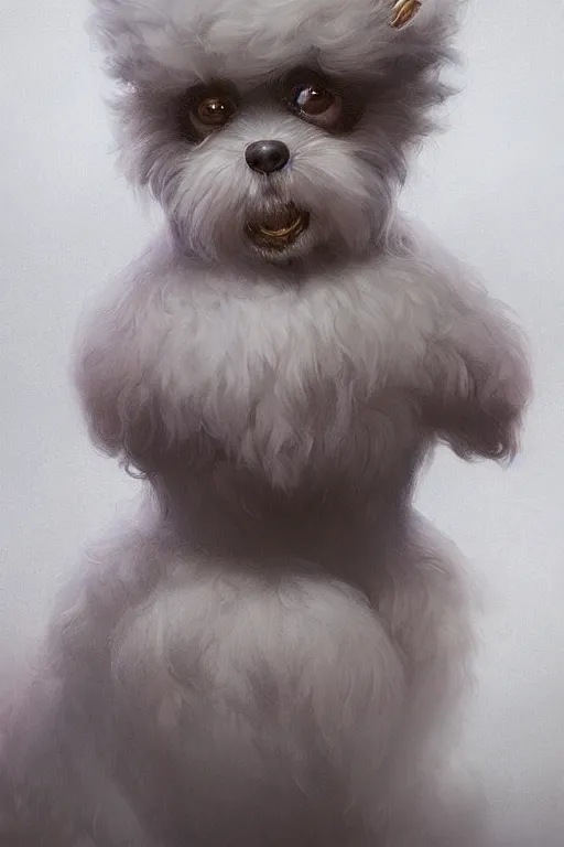 Prompt: cute adorable shih-poo, realistic and ultra intricate detailed soft painting, volumetric lighting, mist, Artstation, Tom Bagshaw Yasushi Nirasawa Moebius artstyle, unreal render, depth of field