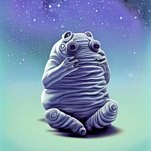 Image similar to the cosmic transcendent tardigrade that greets you at the end of all of space and time, by ansel adams and gerard brom